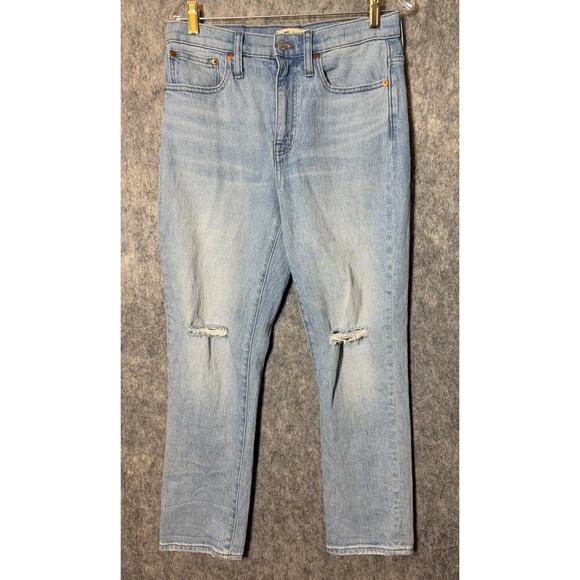 Madewell Womens High-Rise Slim Crop Boyjean Size 26 Distressed - Picture 1 of 8